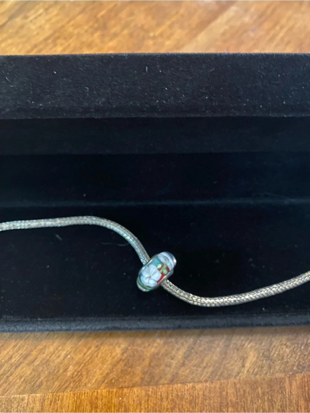 Sterling Silver Floral Murano Glass Bead